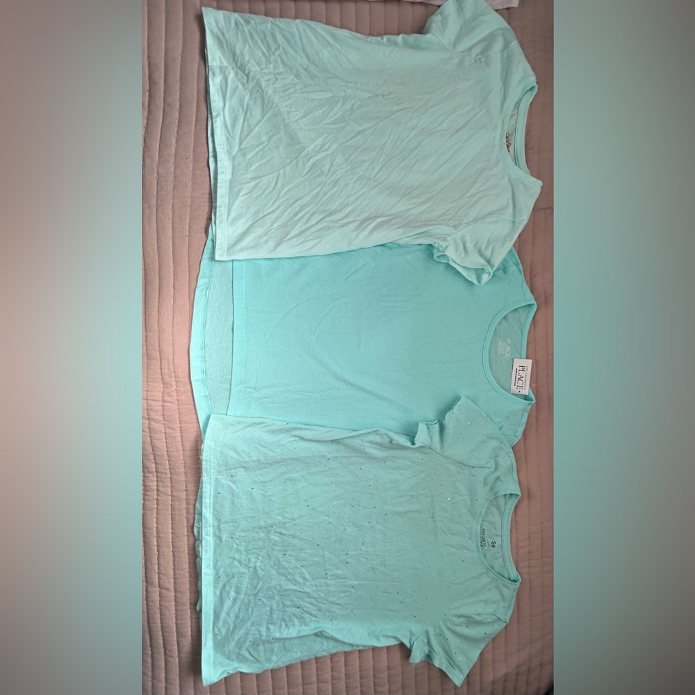 Cat & Jack children’s place and SO Light Blue teal T-Shirt bundle large 1 NWT